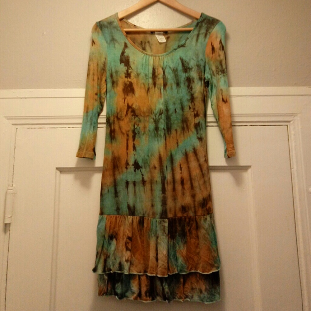 Bamboo Dye Designer Ruffle Dress (Brand New)